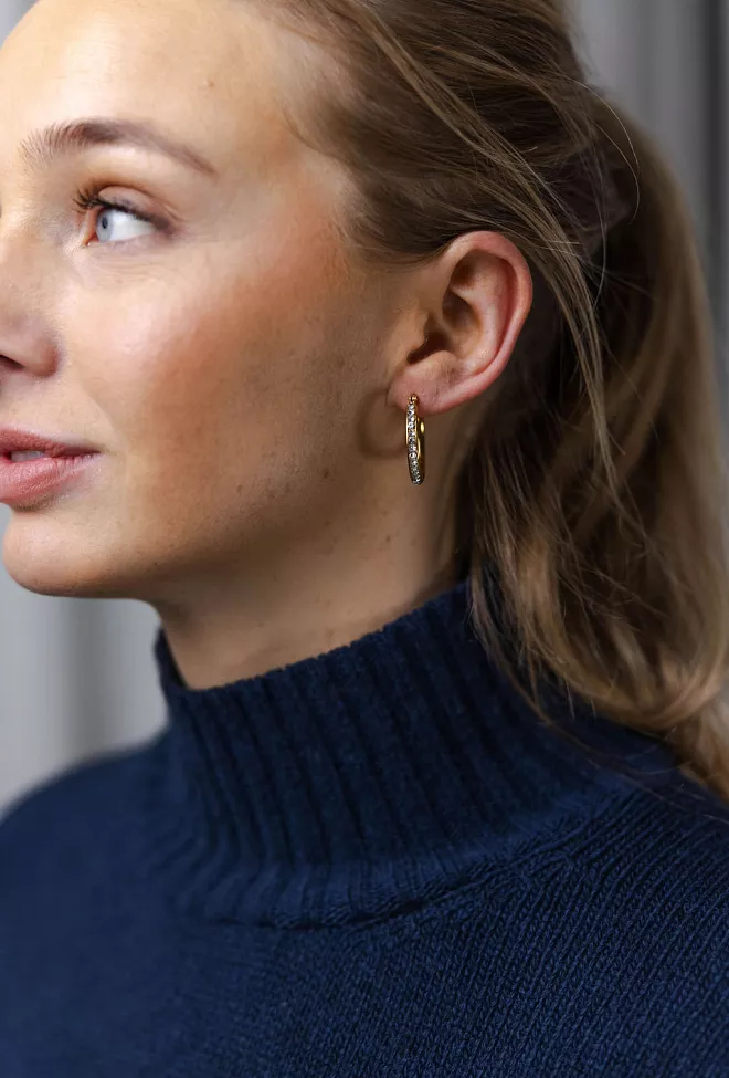 HiiL Studio Jewelry Sparkling Hoops Gold 25mm øredobber