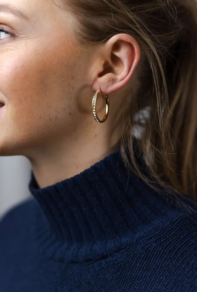 HiiL Studio Jewelry Sparkling Hoops Gold 30mm øreringer 3
