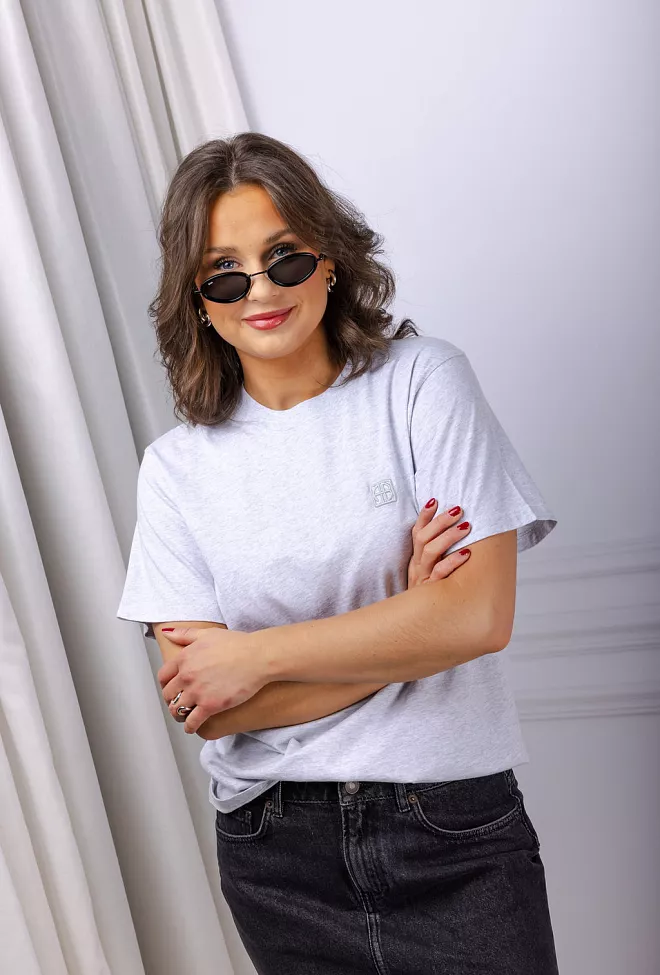 Anine Bing Lili Tee Framed Monogram Heather Grey t-skjorte 5