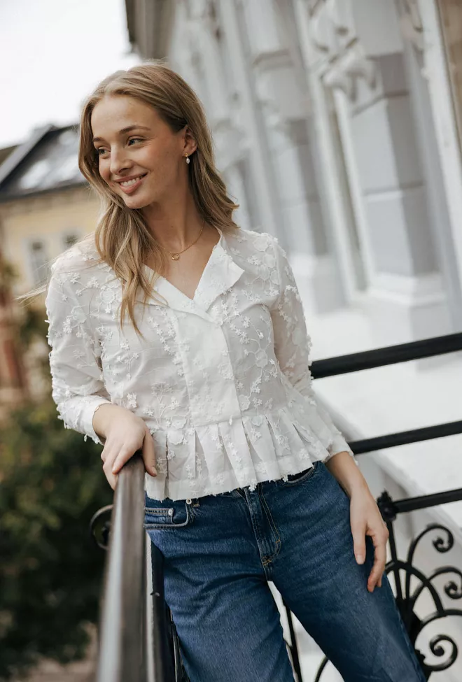 Munthe Fridoline Blouse Ivory blondebluse 