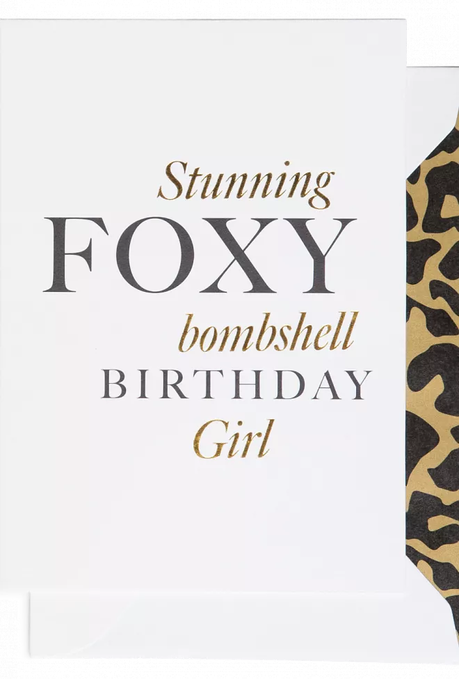 Cardsome Stunning Foxy Bombshell Birthday Girl White A6 kort