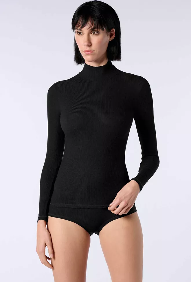 Oroblu PL Modal Low Turtleneck Rib Black pologenser