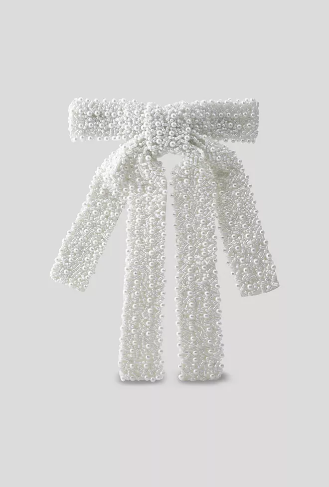 twist&tango beaded bow offwhite hårpynt