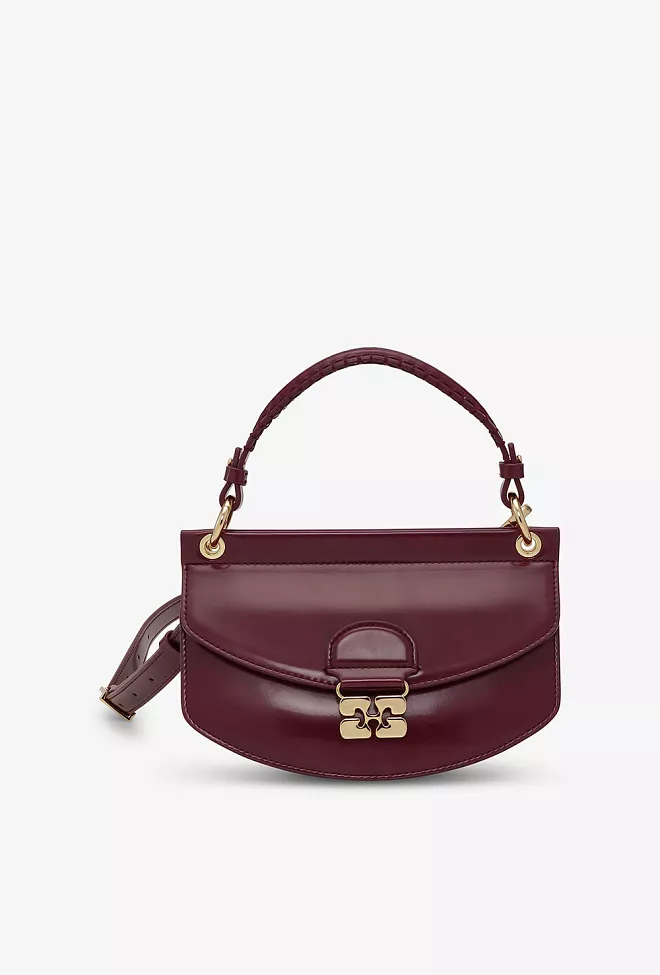 GANNI Apo-G Bag Mini Top Handle Box Tawny Port veske