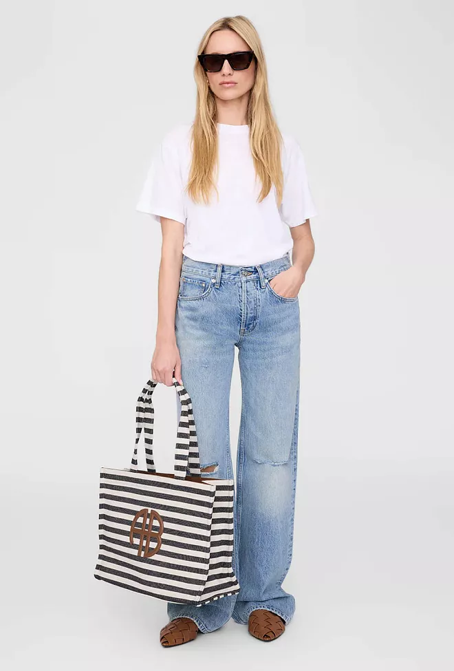 Anine Bing Lara Tote Black And Stripe veske 2