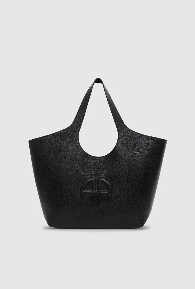 Anine Bing Medium Lili Tote Black Pebbled toteveske