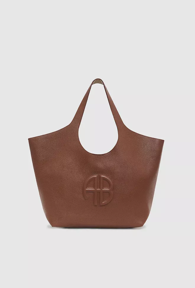 Anine Bing Medium Lili Tote Cognac Pebbled toteveske