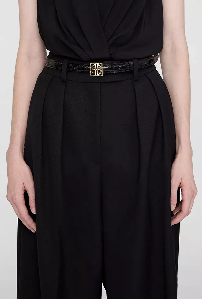 Anine Bing Monogram Belt Black Embossed belte