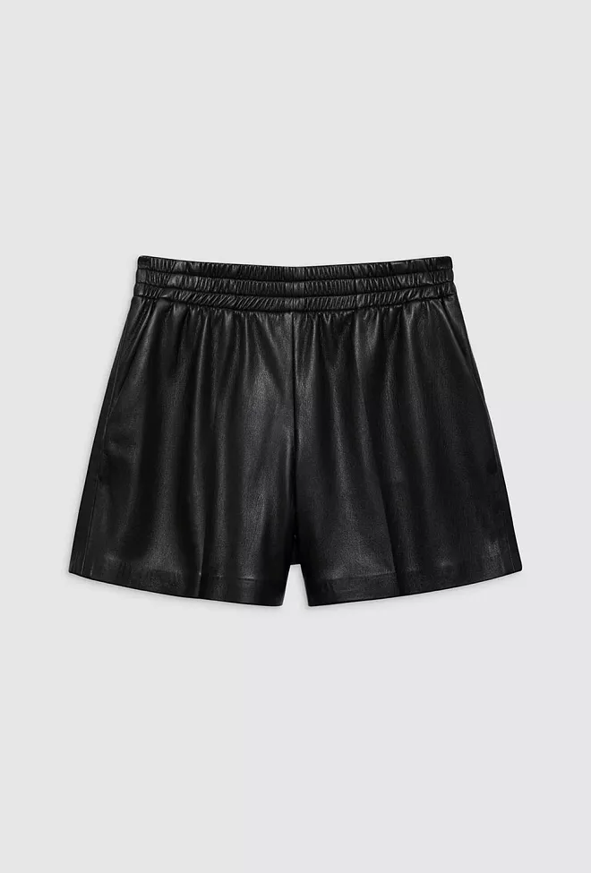 Anine Bing Kam Shorts Black Vegan Leather skinnshorts