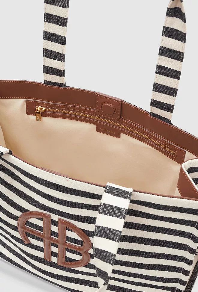 Anine Bing Lara Tote Black And Stripe veske 3