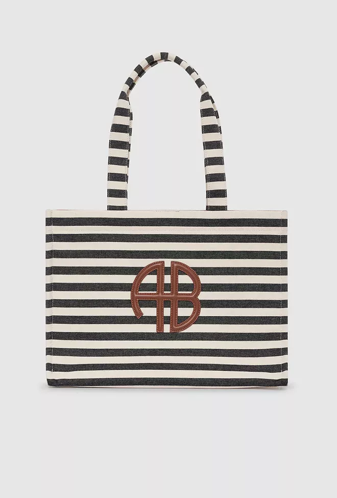 Anine Bing Lara Tote Black And Stripe veske 