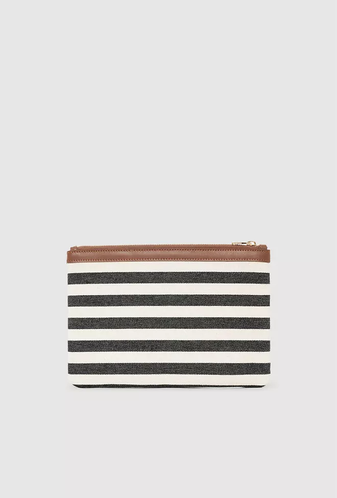 Anine Bing Lili Pouch Black And Natural Stripe clutch 4