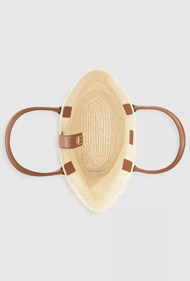 Anine Bing Lou Tote Monogram Natural With Cognac stråveske 3