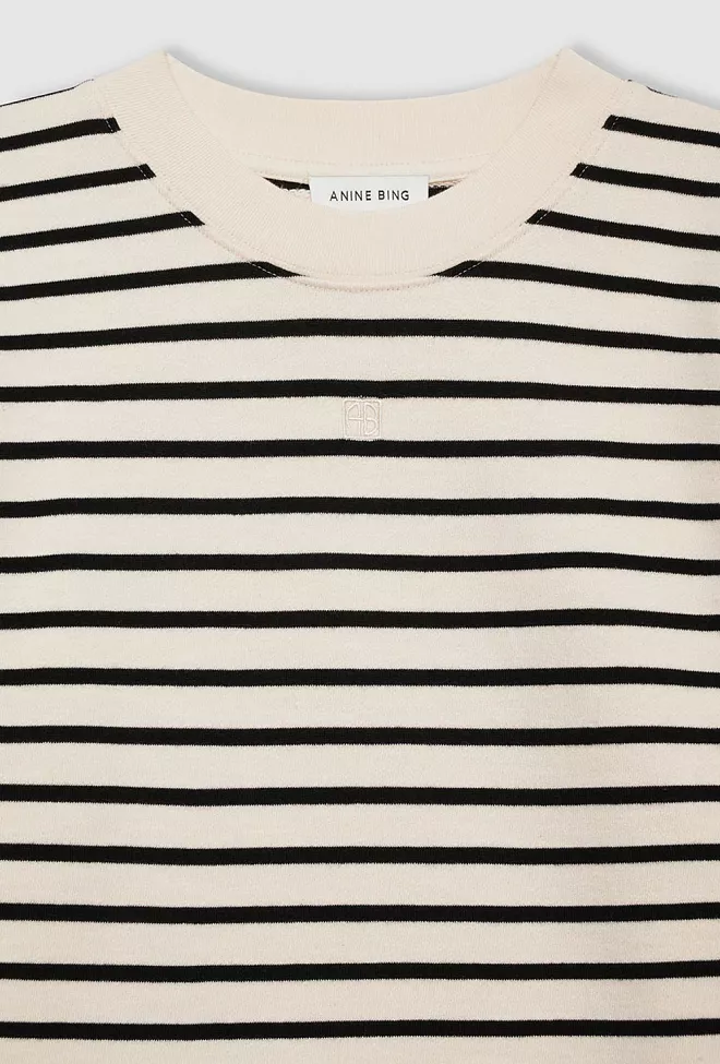Anine Bing Mona Dress Black Stripe French Terry kjole 4