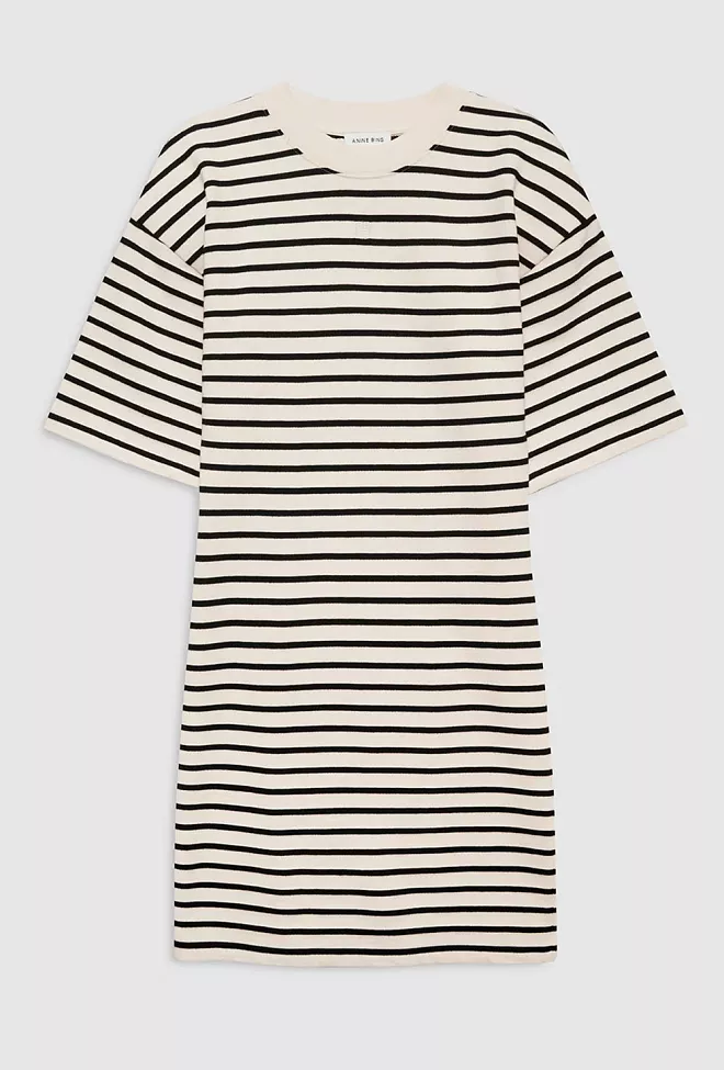 Anine Bing Mona Dress Black Stripe French Terry kjole 3