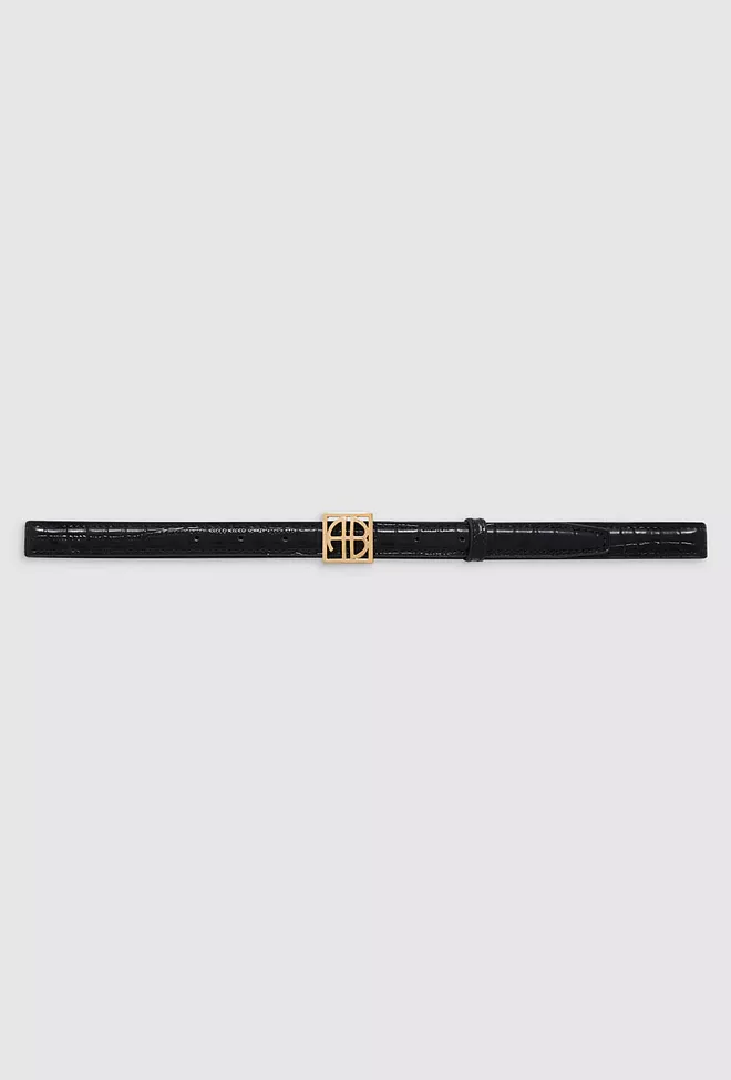 Anine Bing Monogram Belt Black Embossed belte 2