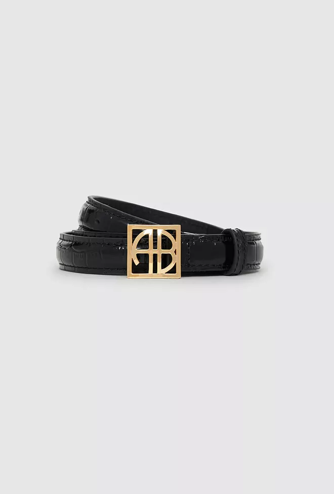 Anine Bing Monogram Belt Black Embossed belte 3