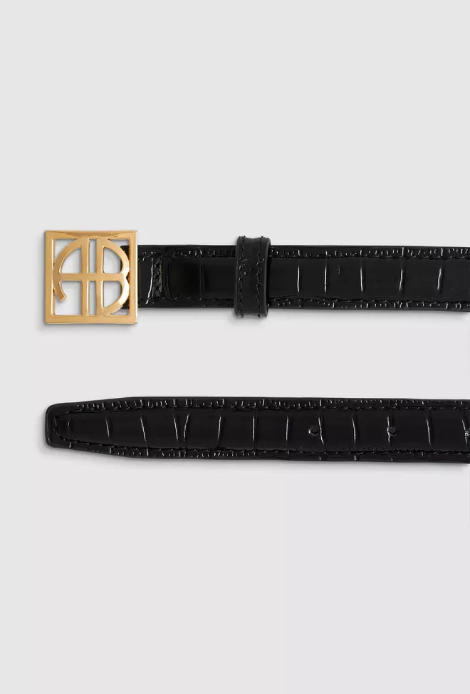 Anine Bing Monogram Belt Black Embossed belte 4