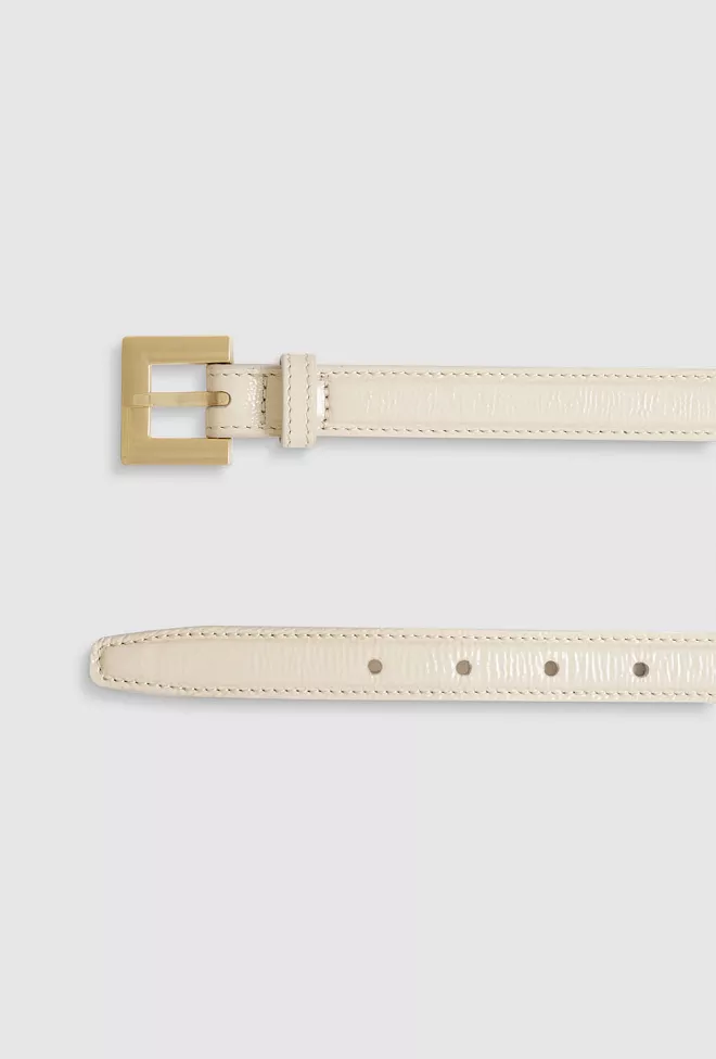 Anine Bing Nicola Belt Bone Crinkled Patent belte 3
