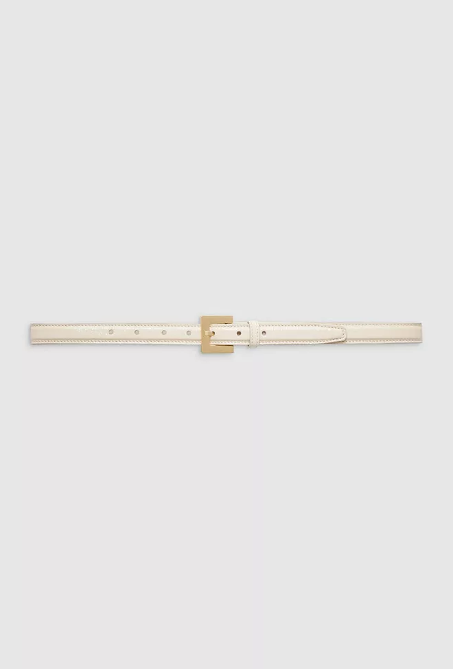Anine Bing Nicola Belt Bone Crinkled Patent belte 4