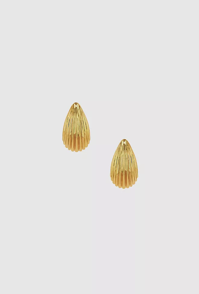 Anine Bing Small Ribbed Drop Earrings Gold øredobber