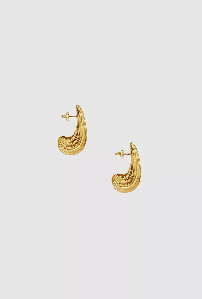 Anine Bing Small Ribbed Drop Earrings Gold øredobber 2