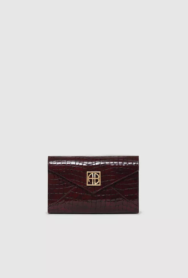 Anine Bing Small Elly Clutch Burgundy Embossed skulderveske