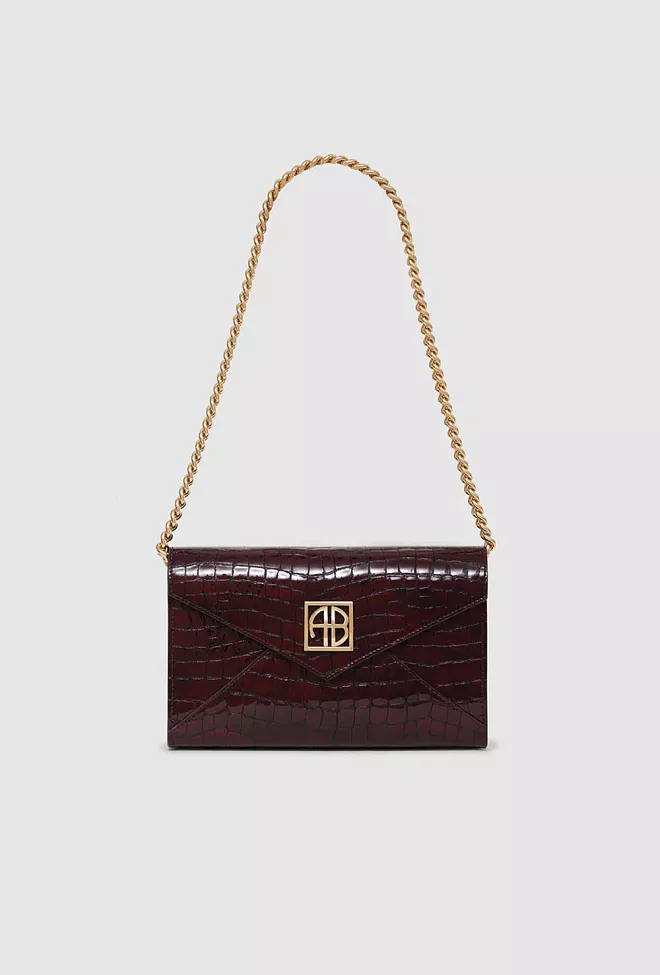 Anine Bing Small Elly Clutch Burgundy Embossed skulderveske 2