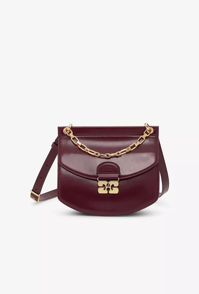 GANNI Apo-G Bag Small Box Chain Tawny Port veske 3