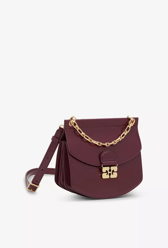 GANNI Apo-G Bag Small Box Chain Tawny Port veske 4