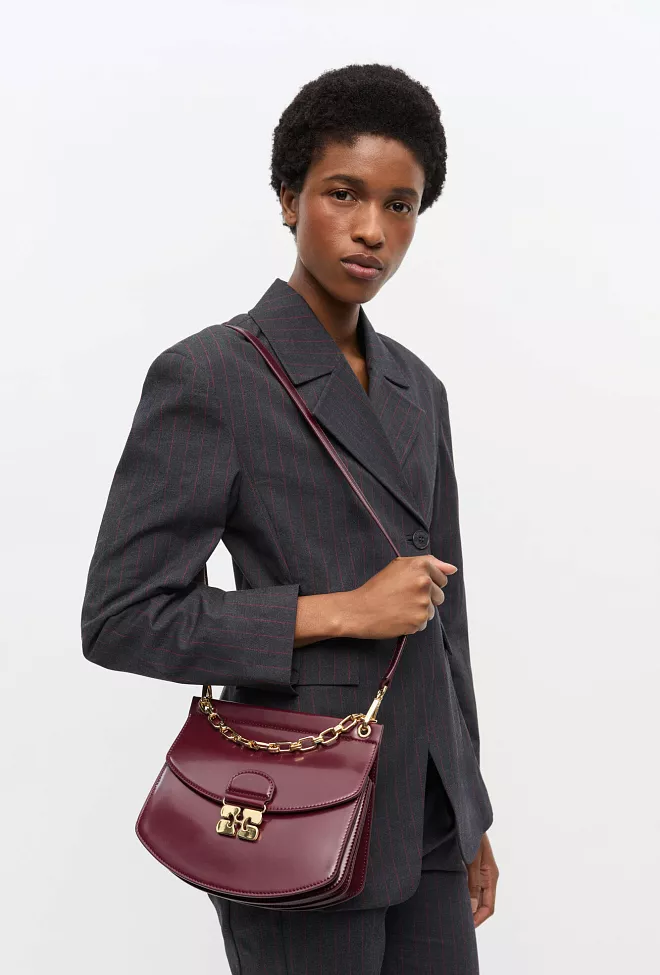 GANNI Apo-G Bag Small Box Chain Tawny Port veske