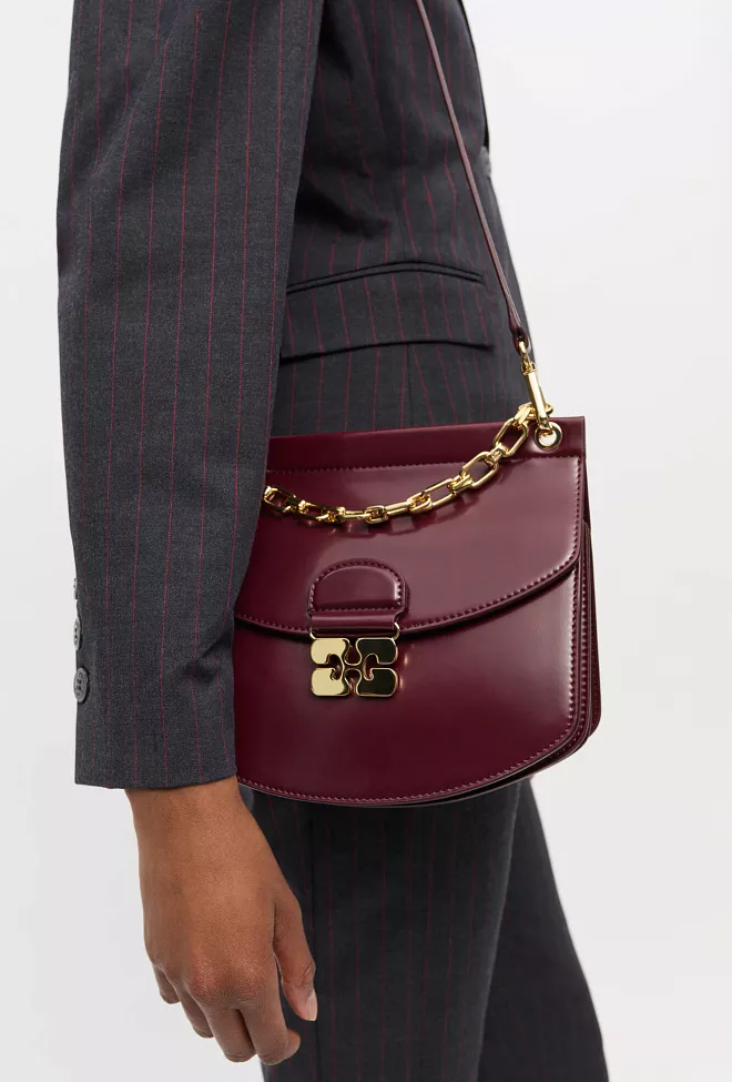 GANNI Apo-G Bag Small Box Chain Tawny Port veske 2