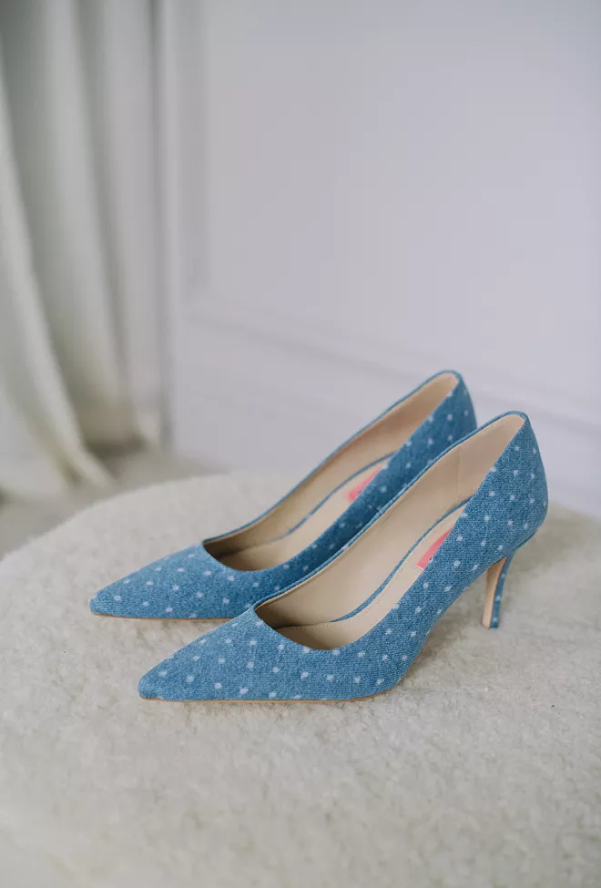 Aljo Dotted Denim Pumps Dusty Blue