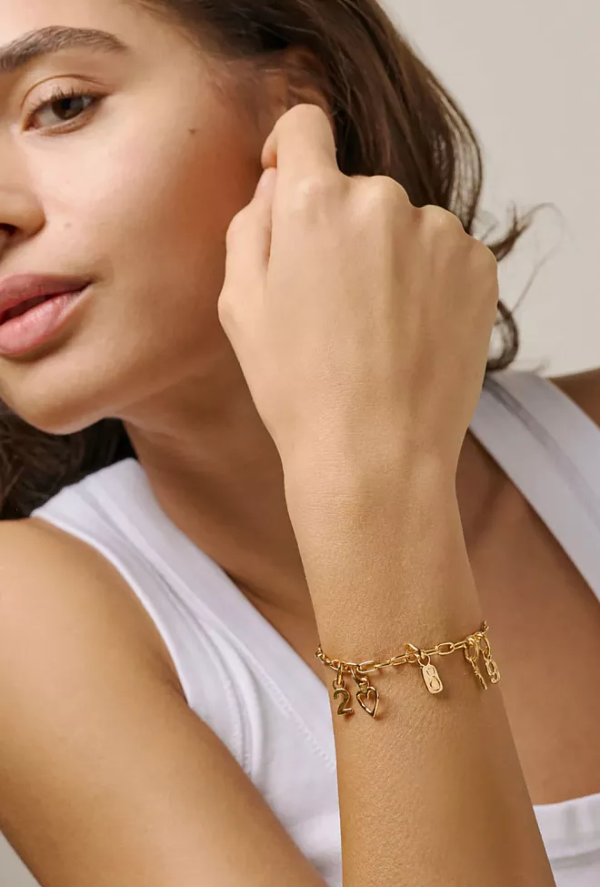 Enamel Copenhagen Medium Charm Bracelet Gold armbånd 3