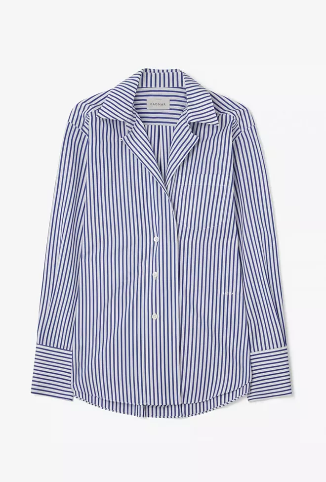 Dagmar Asymmetric Shirt Deep Blue/White skjorte 