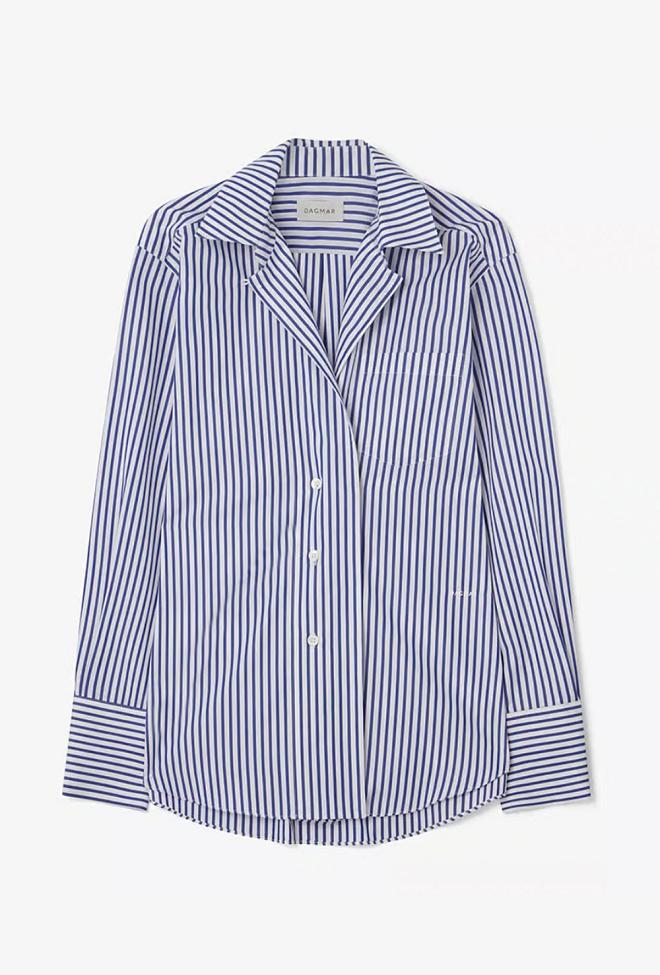 Dagmar Asymmetric Shirt Deep Blue/White skjorte 