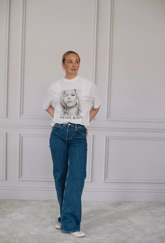 Anine Bing Avi Tee Kate Moss White t-skjorte 3