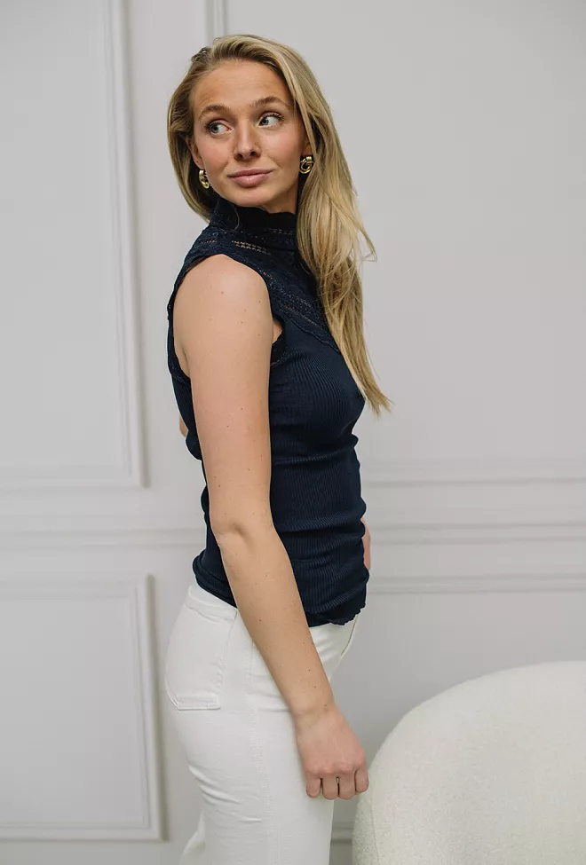 Rosemunde Benita Silk Top Turtleneck Navy 4