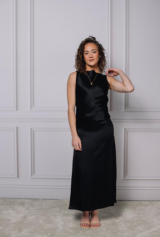 Dagmar Bias Cut Dress Black kjole 2