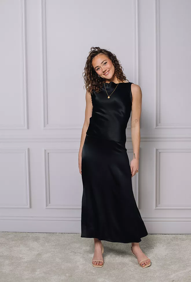 Dagmar Bias Cut Dress Black kjole