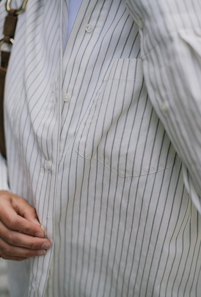 Anine Bing Braxton Shirt Ivory And Blue Monogram Stripe 7