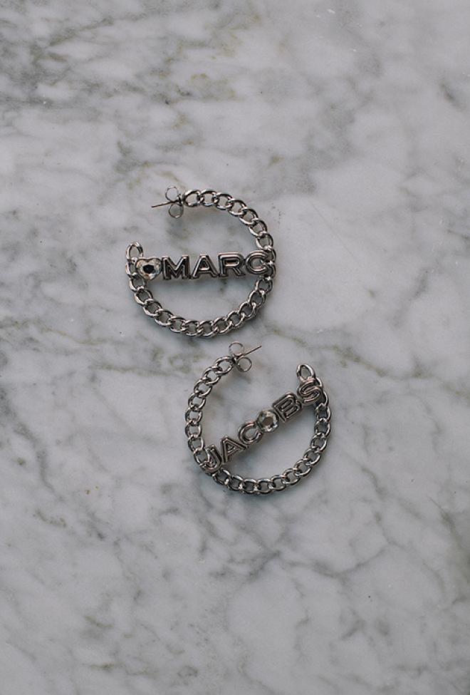 Marc Jacobs Chain Hoop Earrings Crystal/Silver øreringer