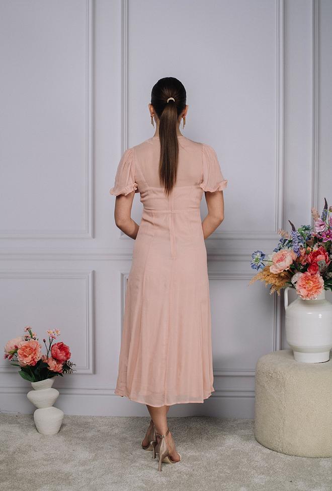 byTiMo Chiffon Midi Dress Light Pink 5 kjole