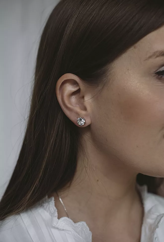 Caroline Svedbom Classic Stud Earring Silver Rhodium/Crystal øredobber