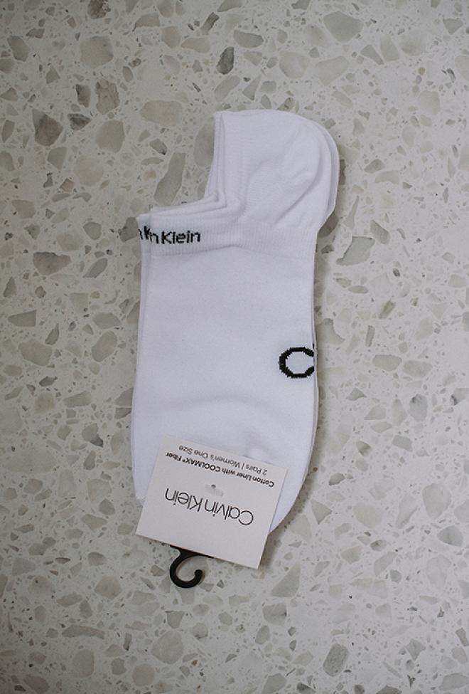 Calvin Klein Coolmax Gripper Ped White 2-pk sokker