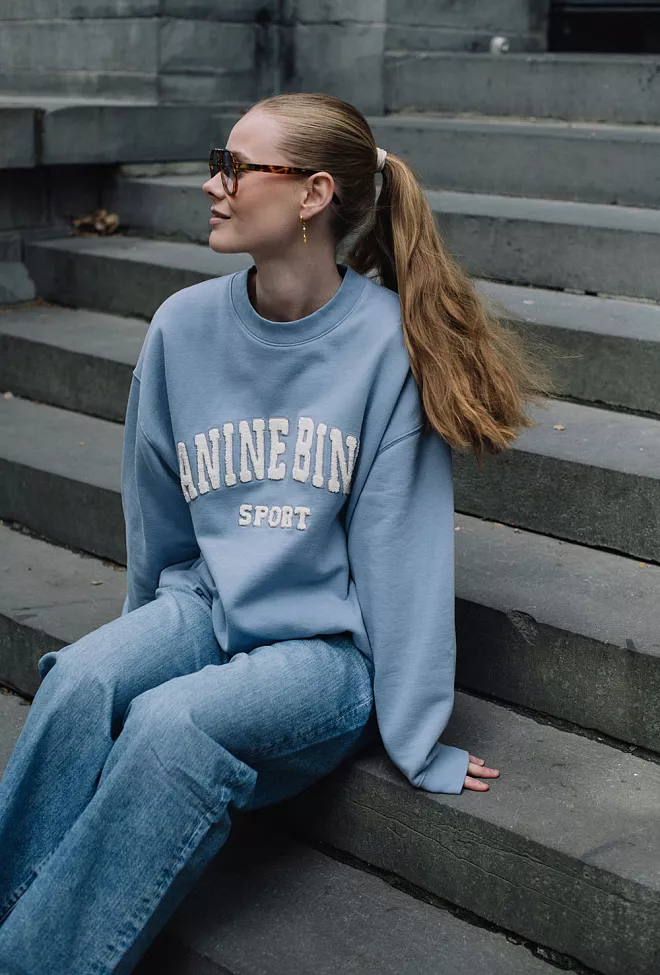 Anine Bing Tyler Sweatshirt Capri Blue collegegenser 8