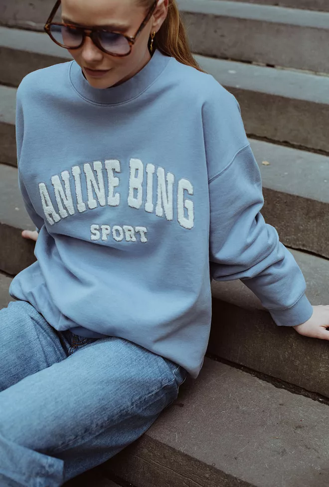 Anine Bing Tyler Sweatshirt Capri Blue collegegenser 9 