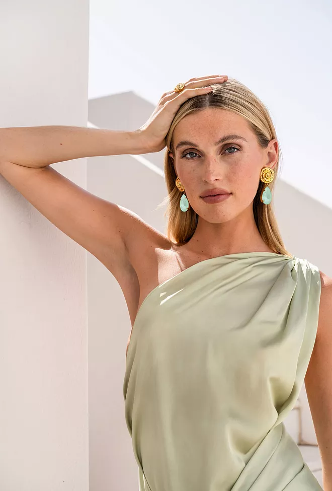 Caroline Svedbom Rosita Drop Earrings Gold Soft Mint øredobber