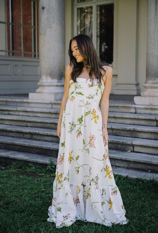 byTimo Linen Strap Dress Botanical kjole 4