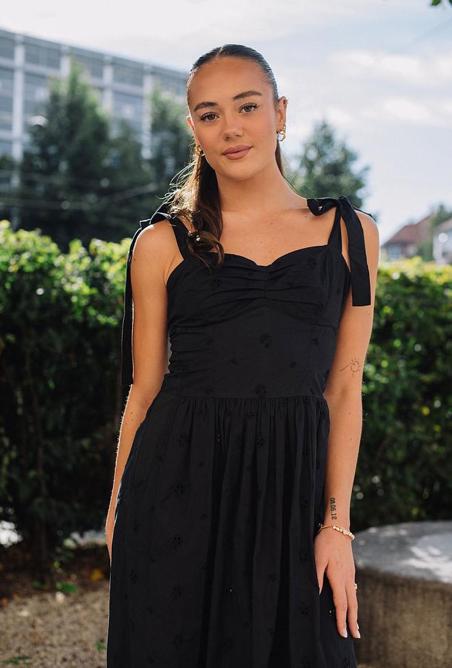 Pia Tjelta Lenu Clover Cotton Poplin Dress Black maxikjole 6
